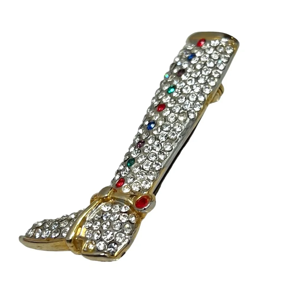 VINTAGE CRYSTAL COWBOY BOOT BROOCH